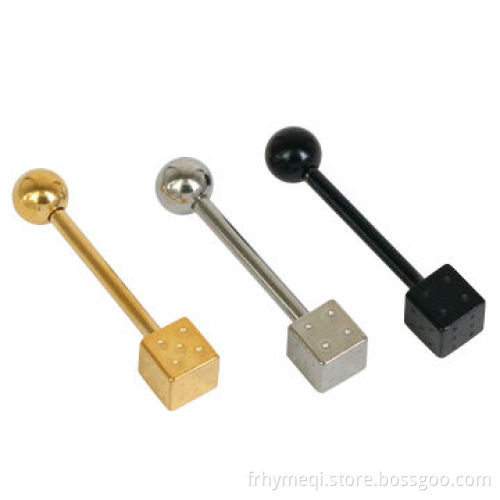 316L Steel Dice Tongue Piercing Body Jewelry, Nickel and Lead-free, High-brightness